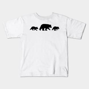 Grizzly Bear Family Silhouettes | Mama Bear with Cubs Kids T-Shirt